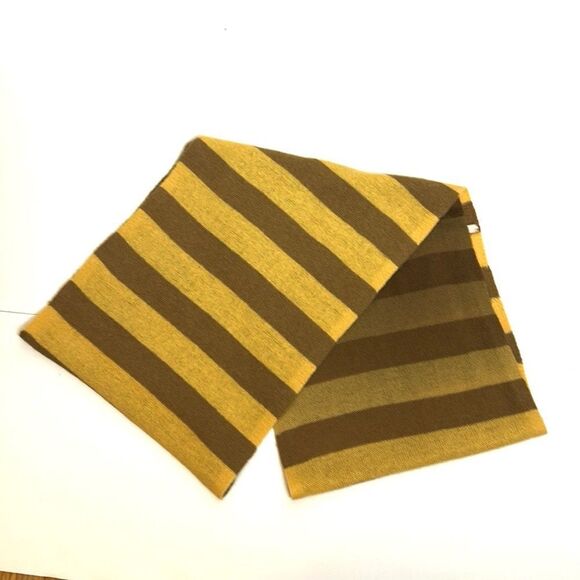 Nordstrom Cashmere Infinity Scarf Yellow Taupe Brown Striped - Picture 6 of 7